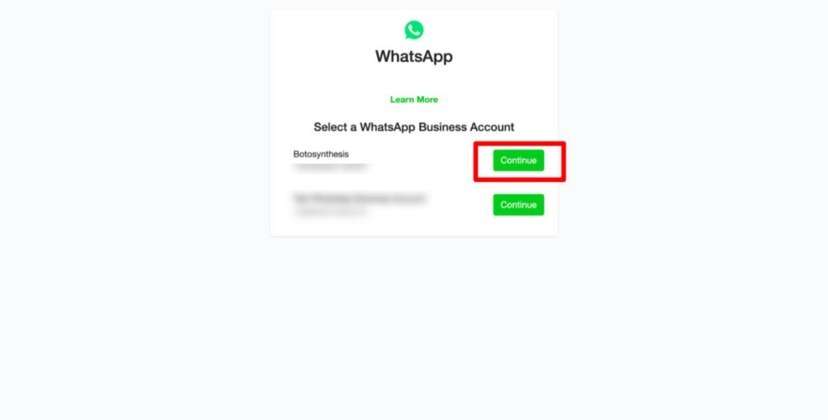 Select your WhatsApp business account