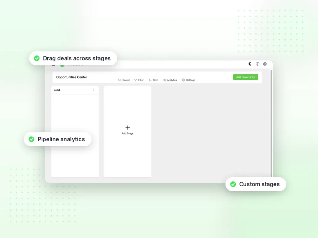 Botosynthesis CRM sales pipeline board with custom stages